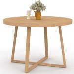 Table � manger fixe ronde selma 4 - 6 personnes bois effet h�tre 110 cm