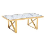 Homy france - table a manger levanto gold marbré blanc 180x90cm Homy france - table a manger levanto gold marbré blanc 180x90cm