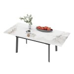 Unho - table à manger en marbre extensible 6 - 8 personnes pierre véritable frittée grand meuble cuisine ... Unho - table à manger en marbre extensible 6 - 8 personnes pierre véritable frittée grand meuble cuisine ...