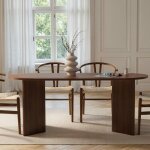 Pier import ? table de salle � manger moderne effet noyer 180 cm ? pieds en v ? largeur 90 cm ? hauteur ...