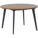 Table à manger moderne extensible ronde 120 / 150x120cm plateau mdf métal pieds noirs bois foncé bovina ... Table à manger moderne extensible ronde 120 / 150x120cm plateau mdf métal pieds noirs bois foncé bovina ...