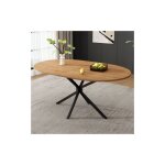 Wishdor - table à manger ovale 120x80x75 cm, pieds croisés en métal noir, plateau en mdf marbré, pour ... Wishdor - table à manger ovale 120x80x75 cm, pieds croisés en métal noir, plateau en mdf marbré, pour ...