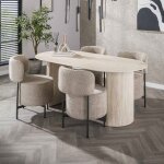 M&s - table � manger ovale 180x90x77 cm en c�ramique effet travertin