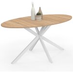 Idmarket - table � manger ovale alix 8 personnes pied araign�e bois et blanc 150 cm