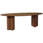 Table à manger ovale bois d'hévéa et placage chêne noyer 8 places 220cm - leonore Table à manger ovale bois d'hévéa et placage chêne noyer 8 places 220cm - leonore