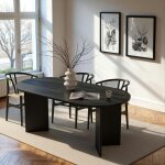 Table � manger ovale effet bois noir pieds en v 200 cm marfa