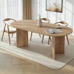 Pier import ? table � manger ovale effet ch�ne ? pieds en v ? longueur 200 cm ? largeur 90 cm ? hauteur ...