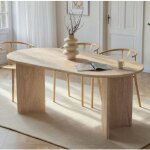 Pier import ? table � manger ovale effet travertin 200 cm ? pieds en v ? largeur 90 cm ? hauteur 75 cm ...