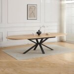 Table à manger ovale extensible 180 - 300 cm pieds en métal noir - venter Table à manger ovale extensible 180 - 300 cm pieds en métal noir - venter