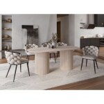 Deco in paris - table à manger ovale en marbre composite beige 8 personnes dhara Deco in paris - table à manger ovale en marbre composite beige 8 personnes dhara