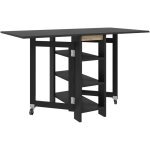 Table  manger pliable - homcom - sur roulettes - avec 2 abattants rabattables et 3 tagres - pour petits ...