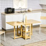 Table  manger pliante en bois avec rangement, pour 4  6 personnes, 2 tagres, table de cuisine de ...