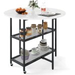 Table  manger pliante mobile pour 2  4 personnes, table pliante ronde avec 2 compartiments de rangement ...