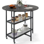 Table  manger pliante mobile pour 2  4 personnes, table pliante ronde avec 2 compartiments de rangement ...