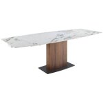 Table � manger � rallonge baril ovale marbre porcelaine et noyertable � manger � rallonge baril ovale ...