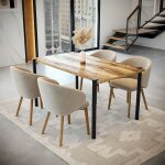 Table à manger rectangle deco - gem, 6 pers. décor chêne vieilli. 4 pieds topaze acier champagne l. ... Table à manger rectangle deco - gem, 6 pers. décor chêne vieilli. 4 pieds topaze acier champagne l. ...