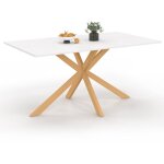 Table � manger rectangle alix 8 personnes pied araign�e bois et plateau blanc gisele 160 cm