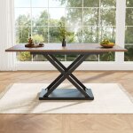 Modfu - table  manger rectangulaire (120 - 160) x 80 x 75 cm, extensible, pieds en mtal noir, convient ...