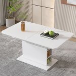 Modfu - tables à manger rectangulaires 130x70x75cm table basse avec compartiments de rangement ouverts, ... Modfu - tables à manger rectangulaires 130x70x75cm table basse avec compartiments de rangement ouverts, ...