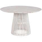 Pegane - table  manger, table de repas ronde en bois coloris blanc - diamtre 120 x hauteur 75 cm