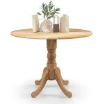 Table  manger ronde de 100 cm pour 4 personnes, table de cuisine en bois de caoutchouc avec pidestal, ...