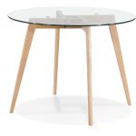 M&s - table à manger ronde 100x75 cm plateau en verre et pieds en chêne M&s - table à manger ronde 100x75 cm plateau en verre et pieds en chêne