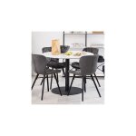 Furniture to go - table à manger ronde 105x105x75 cm en marbre blanc et pied noir Furniture to go - table à manger ronde 105x105x75 cm en marbre blanc et pied noir