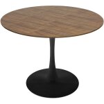 Table � manger ronde 4 personnes d100 cm bois fonc�