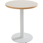 Table � manger ronde 60 cm pied blanc et rev�tement terrazzo
