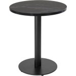 Table � manger ronde 60 cm pied noir et rev�tement marbre noir
