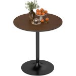 Table  manger ronde 70 cm pour 2 personnes avec plateau en placage de bois massif et pitement en acier ...