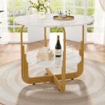 Table � manger ronde 80 x 80 cm, structure en m�tal, avec un petit plateau rond central pour le rangement, ...