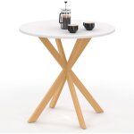Table  manger ronde alix 4 personnes pied araigne bois et plateau blanc gisele 80 cm