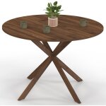 Idmarket - table � manger ronde alix 6 personnes pied araign�e noyer 110 cm