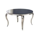 Table à manger ronde baroque chrome noir 130x75 cm Table à manger ronde baroque chrome noir 130x75 cm