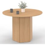 Idmarket - table � manger ronde berthe 6 personnes pied hexagonal bois effet h�tre 110 cm