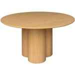 Table � manger ronde bois d'h�v�a et placage ch�ne naturel 4 places 130cm - leonore