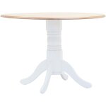 Table � manger ronde conviviale ? pied central blanc et plateau bois naturel ? � 106 cm dec036772