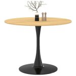 Idmarket - table à manger ronde dalia 4 personnes pieds tulipe bois et noir 100 cm Idmarket - table à manger ronde dalia 4 personnes pieds tulipe bois et noir 100 cm