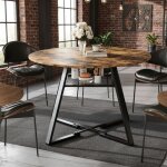 Table � manger ronde extensible 120 - 140 cm - 4 - 6 personnes, plateau en mdf et m�tal, id�ale pour ...