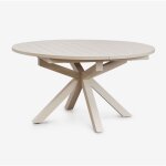 Table � manger ronde extensible 145 - 200x145 cm en aluminium barces sklum tapioca beige