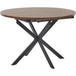 Table à manger ronde extensible 4 places 110 / 140 x 110 cm plateau mdf métal pieds noirs bois foncé ... Table à manger ronde extensible 4 places 110 / 140 x 110 cm plateau mdf métal pieds noirs bois foncé ...