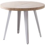 Table à manger ronde extensible berg nordic oak / blanc. Table à manger ronde extensible berg nordic oak / blanc.