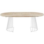 Pegane - table à manger ronde extensible en bois de chêne nordique et métal coloris blanc - longueur ... Pegane - table à manger ronde extensible en bois de chêne nordique et métal coloris blanc - longueur ...