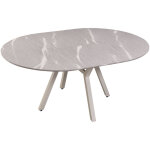 Table � manger ronde extensible coloris effet marbre gris - longueur 130 / 160 x largeur 130 cm x hauteur ...
