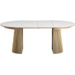 Table à manger ronde extensible plateau en céramique effet marbre et bois clair 6 / 8 personnes 120 / ... Table à manger ronde extensible plateau en céramique effet marbre et bois clair 6 / 8 personnes 120 / ...