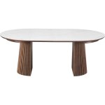 Table � manger ronde extensible plateau en c�ramique effet marbre et bois fonc� 6 / 8 personnes 120 / ...