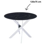 Homy france - table a manger ronde jessica xxl chrome verre effet marbr noir 120 cm
