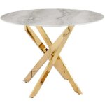 Table � manger ronde marbre gris jessica gold 100 cm 4 couverts