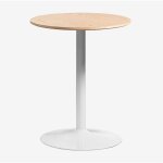 Sklum - table � manger ronde en mdf et m�tal yvetta marron ch�ne �60 cm
